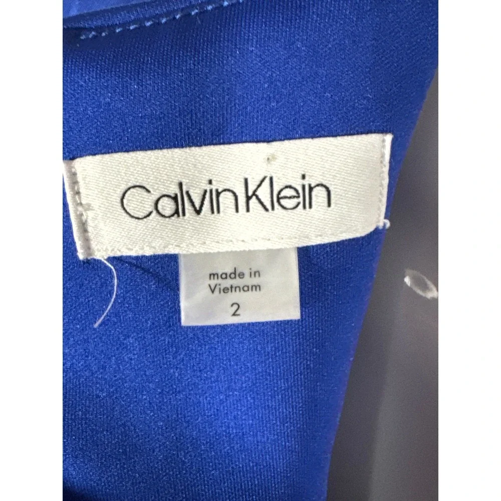 Calvin Klein Womens Royal Blue Grommet Neck Sleeveless Sheath Dress Size‎ 2